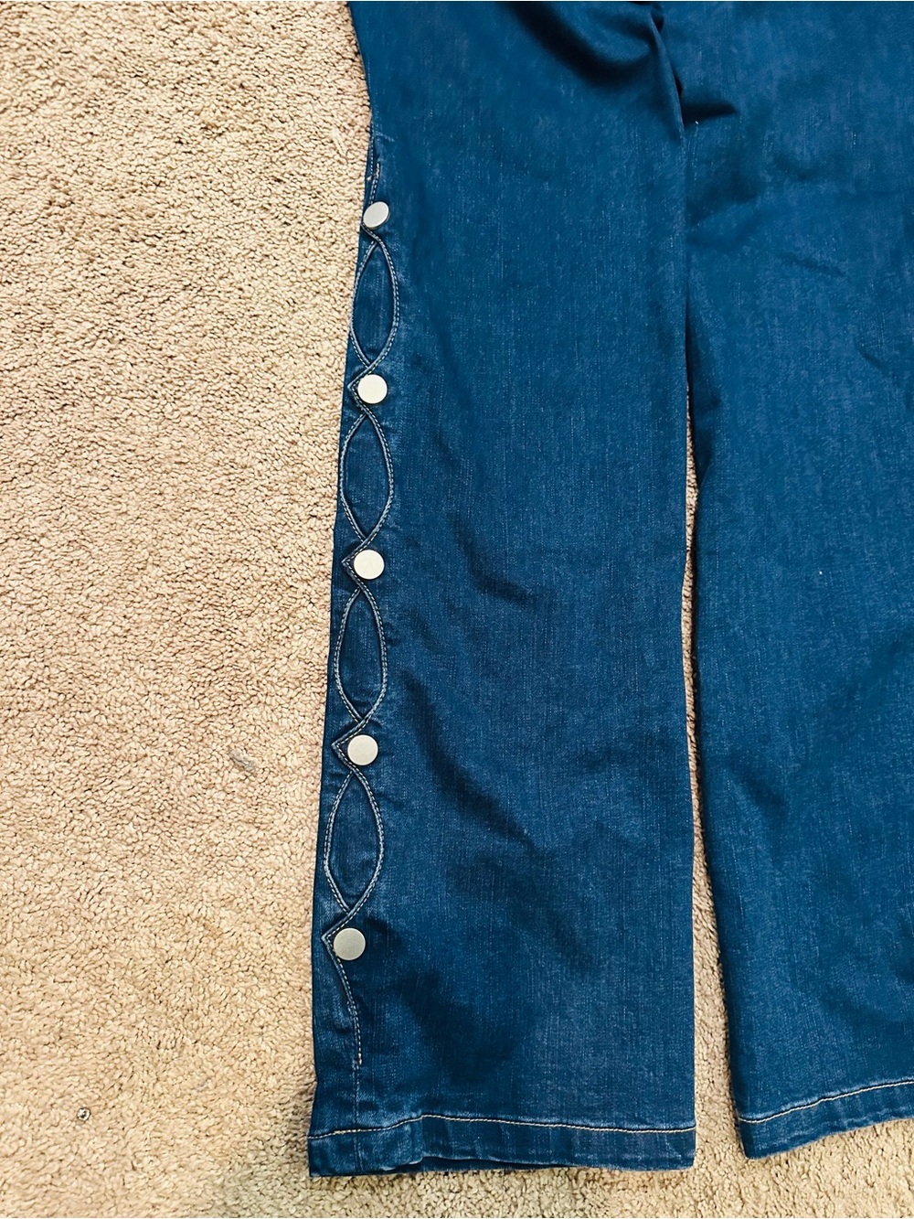 Women's Dark Blue Skinny Jeans with Side Snap Detail